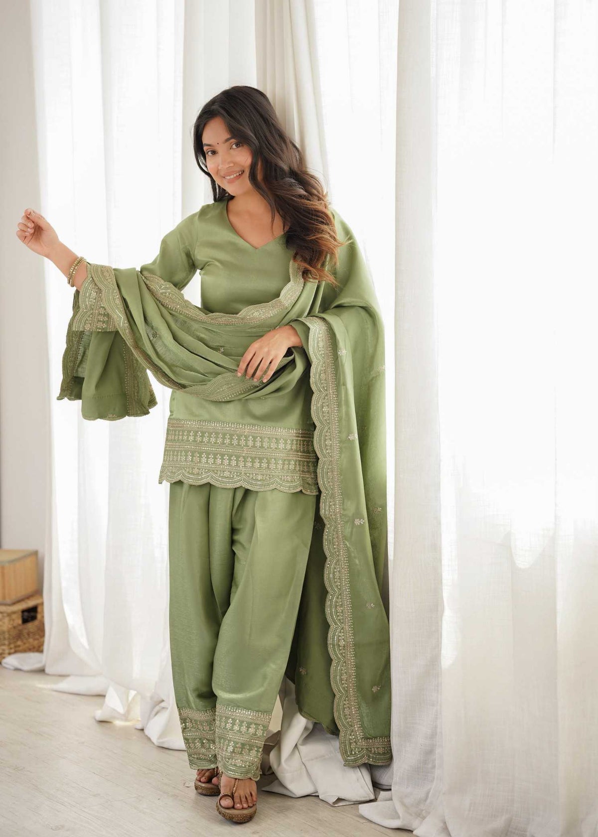 Heavy Roman Silk Party Wear Kurti