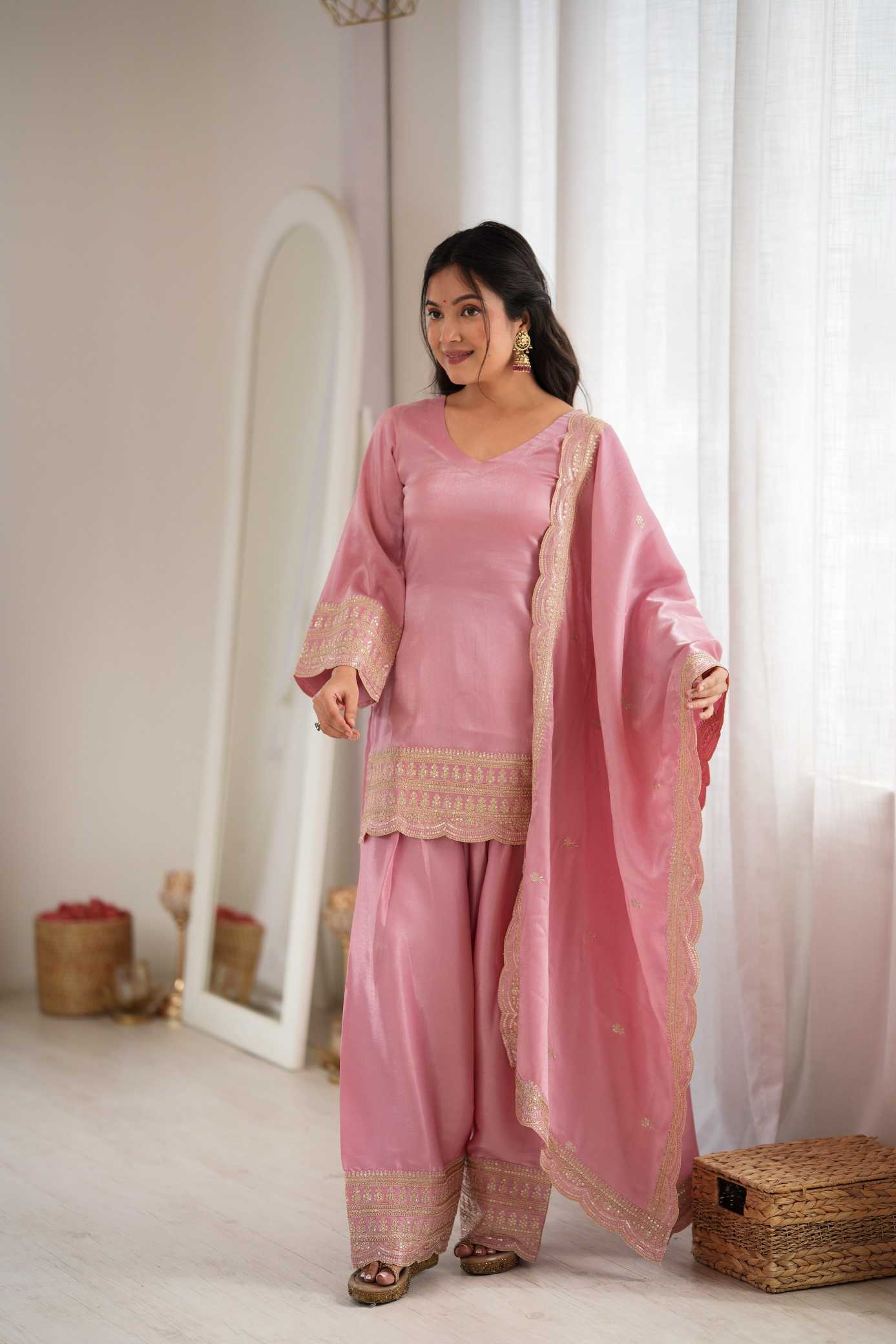 Heavy Roman Silk Party Wear Kurti