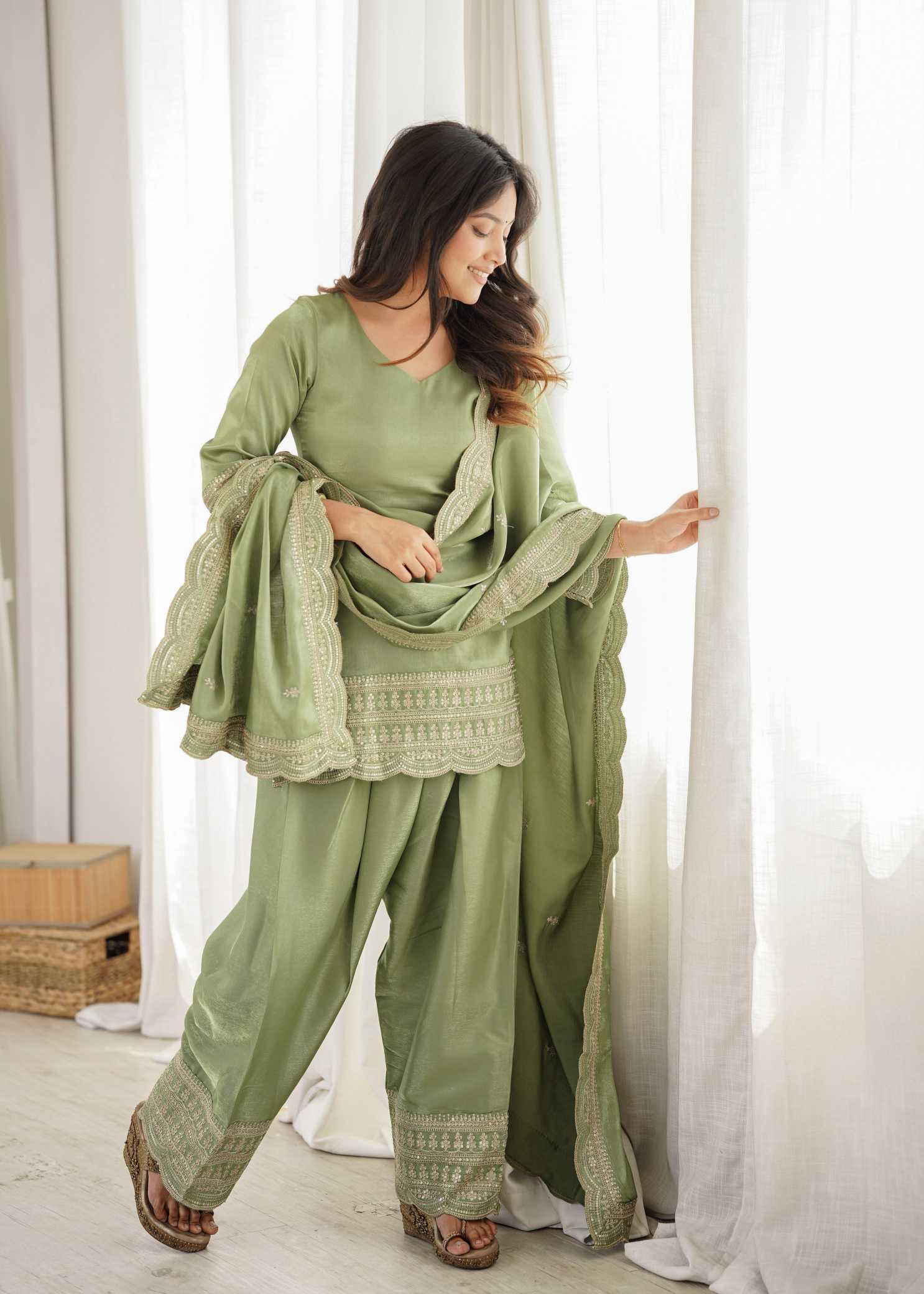 Heavy Roman Silk Party Wear Kurti