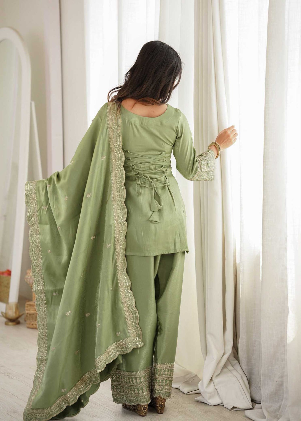 Heavy Roman Silk Party Wear Kurti