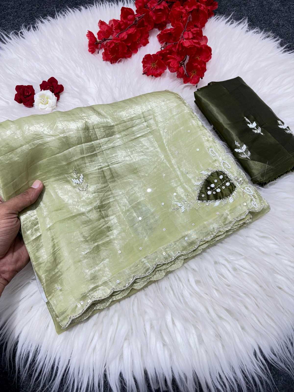 Soft Gold Crush Designer Saree