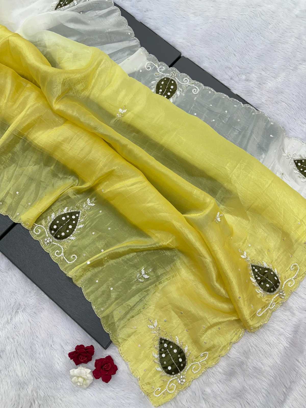Soft Gold Crush Designer Saree
