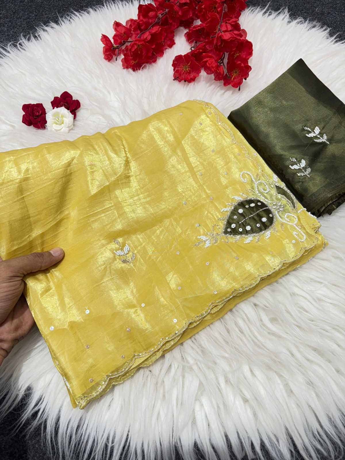Soft Gold Crush Designer Saree