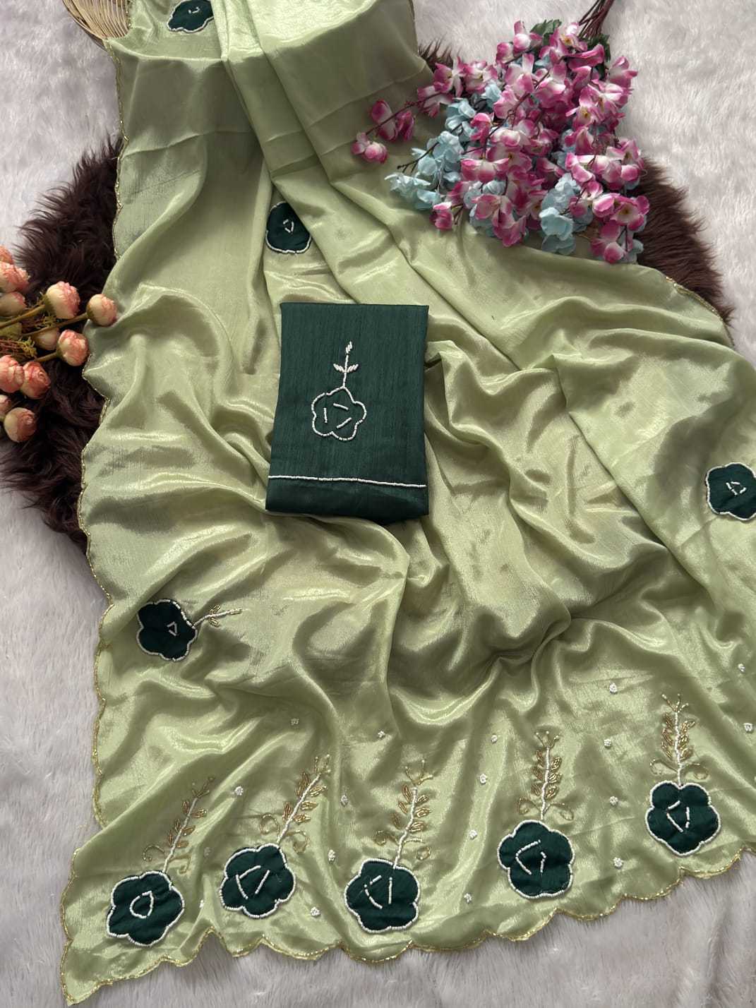 And Chinon Silk Designer Saree