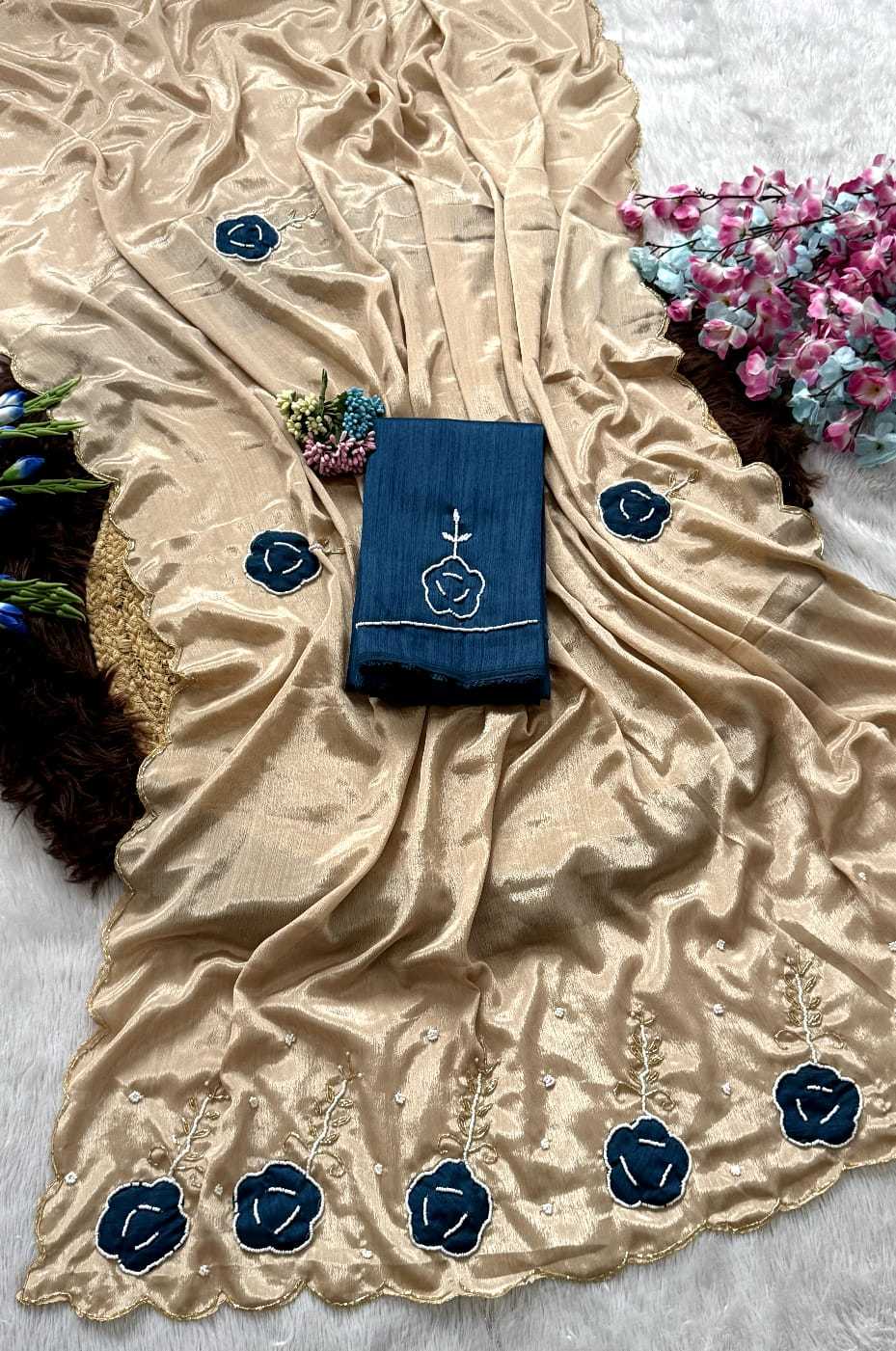 And Chinon Silk Designer Saree