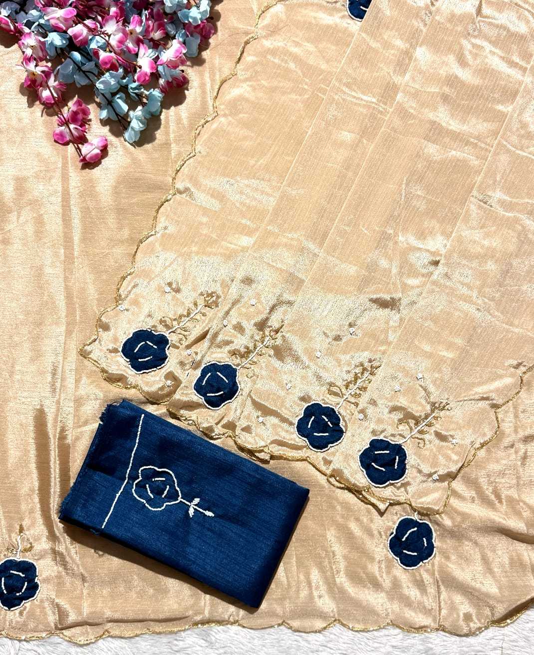 And Chinon Silk Designer Saree