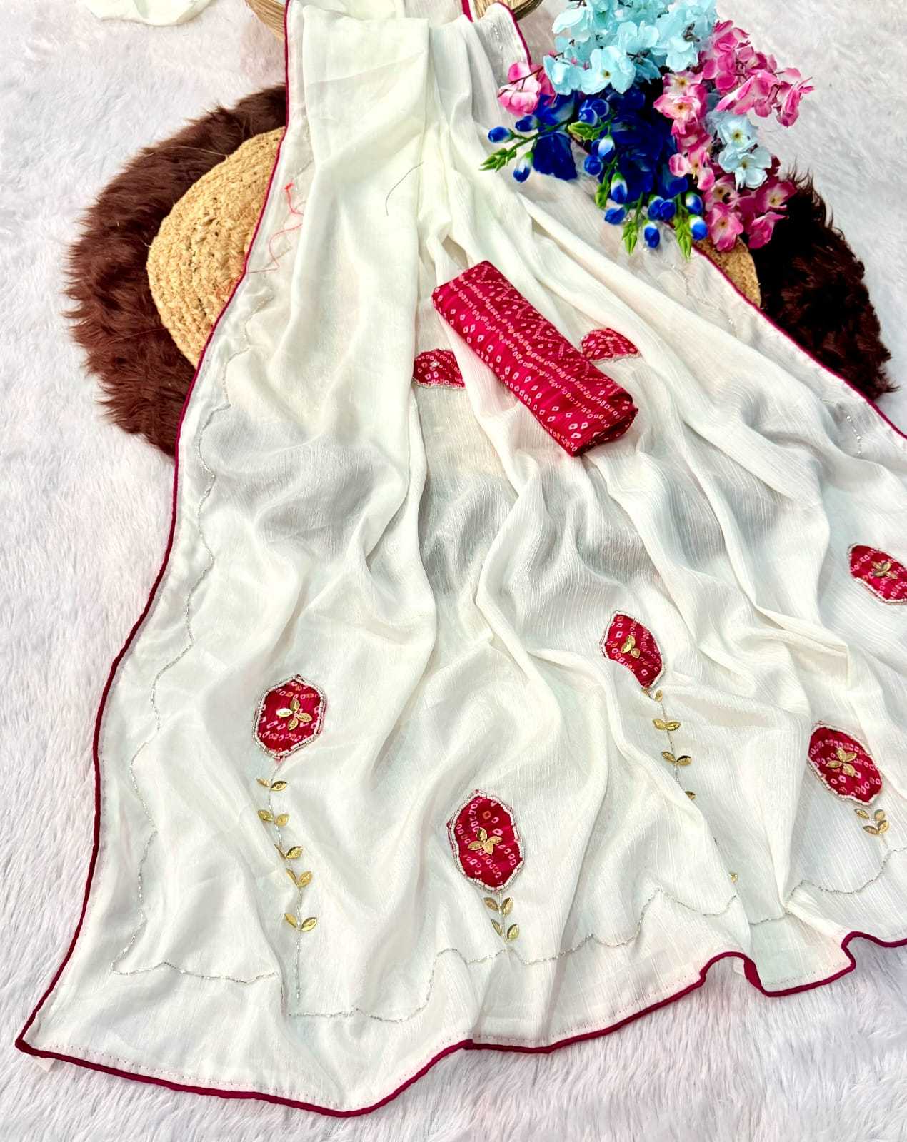 Chinon Printed Silk Saree