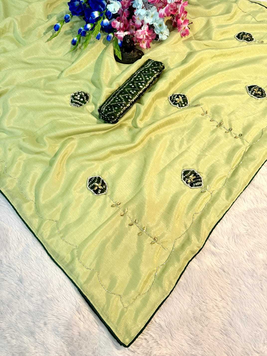 Chinon Printed Silk Saree