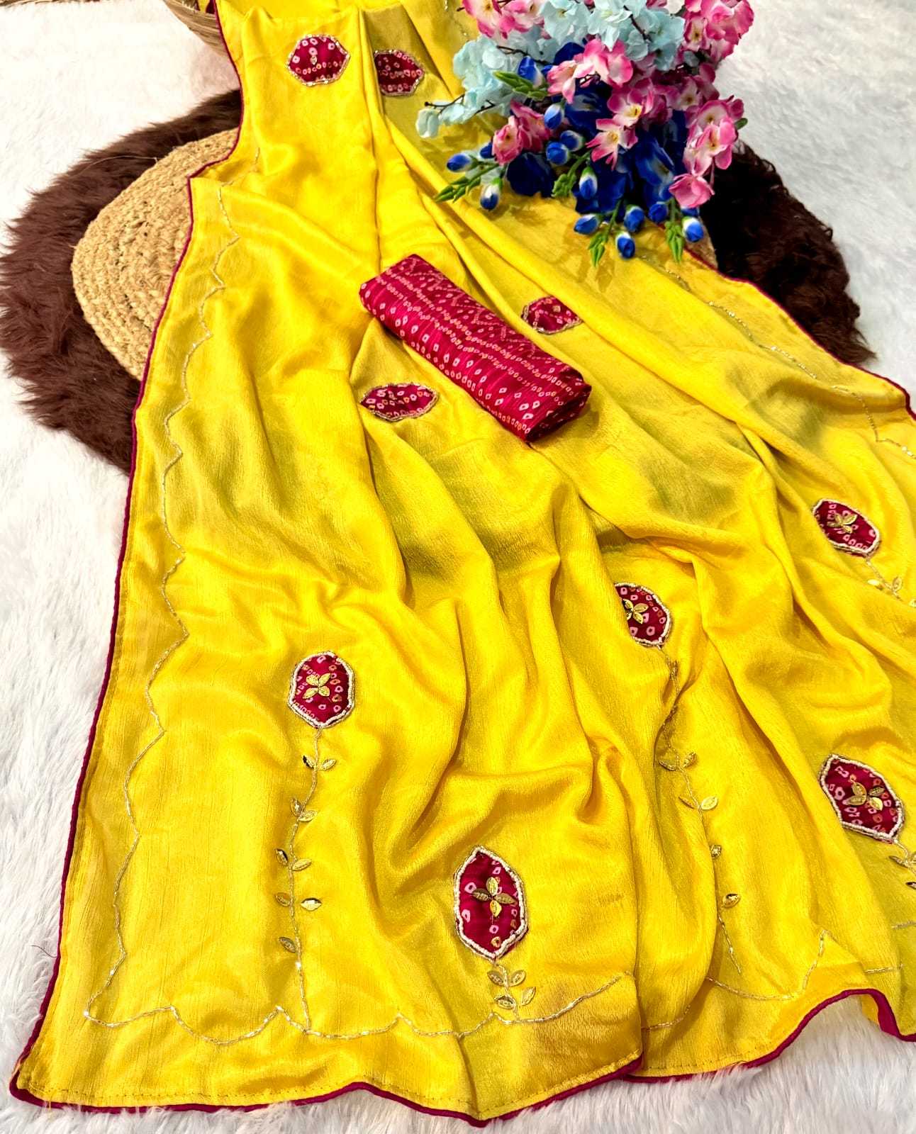Chinon Printed Silk Saree