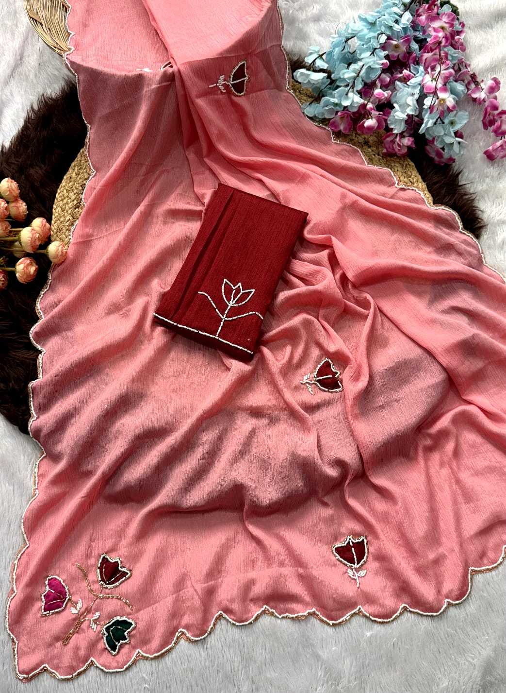 Chinon Hand Work Saree