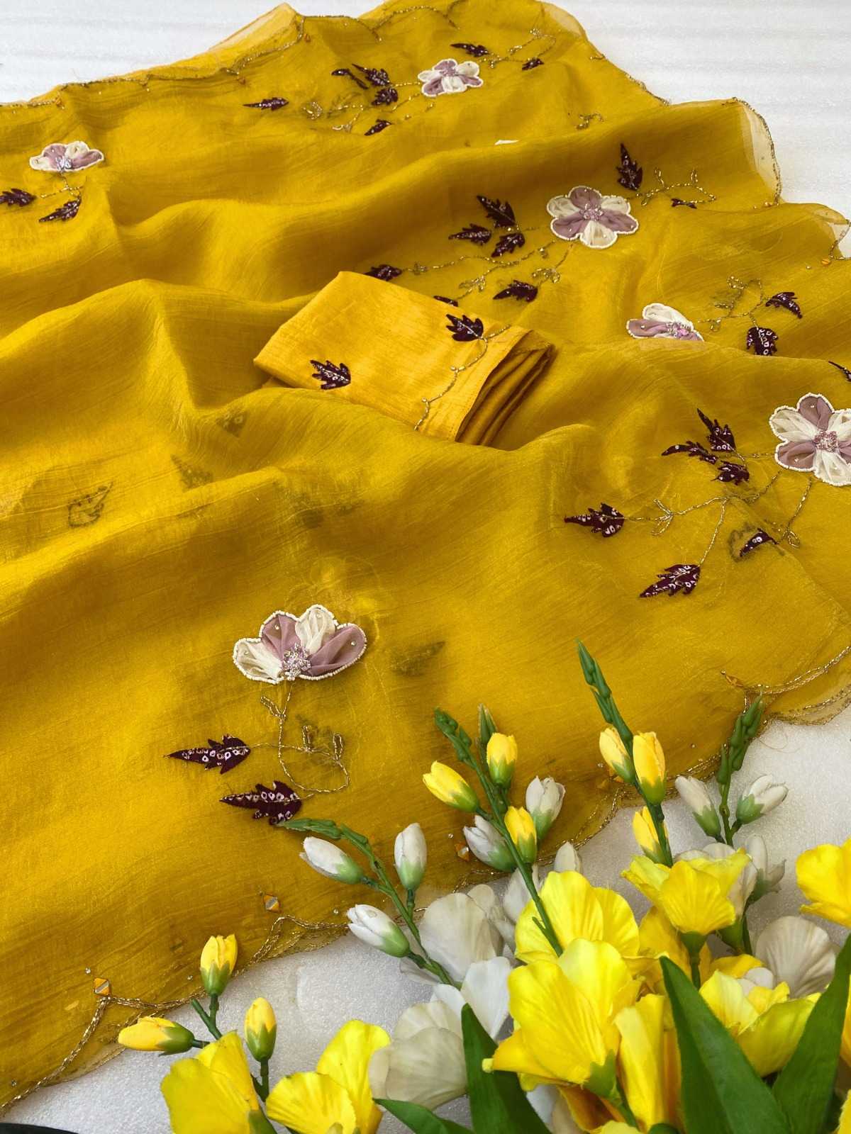 Soft Gold Crush Designer Saree