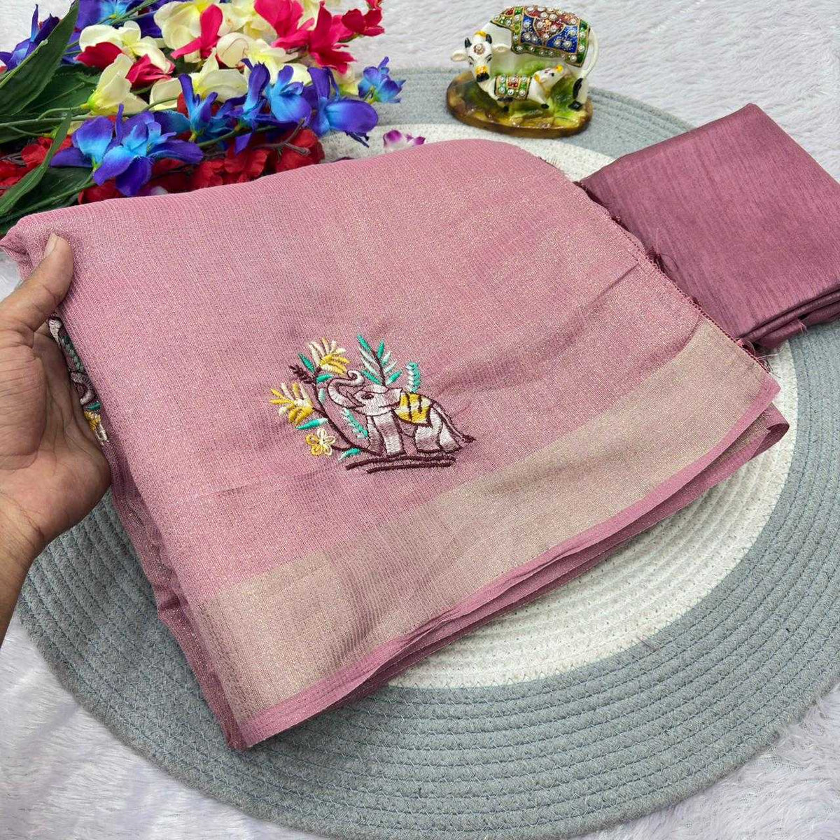 Cotton Embroidered Saree