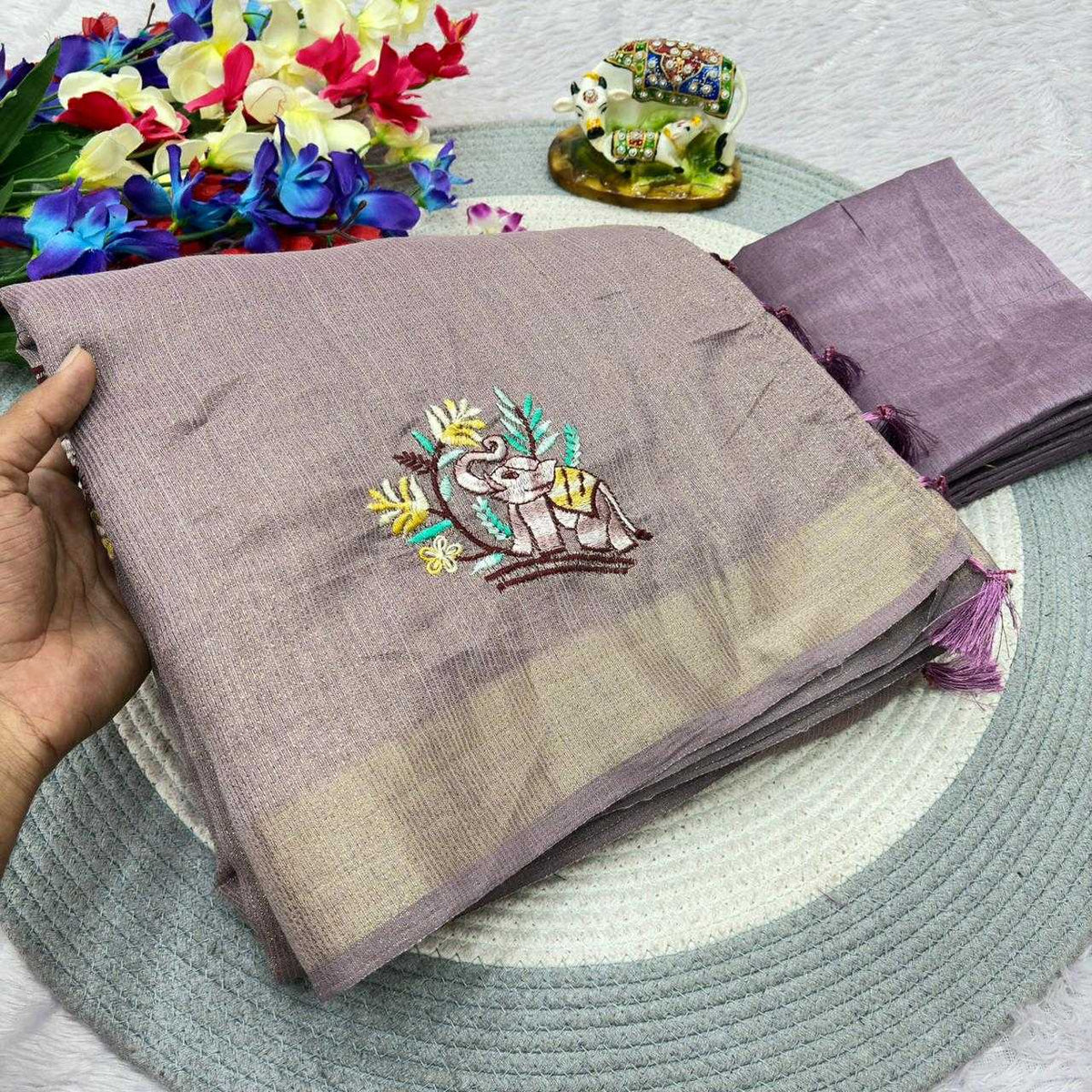 Cotton Embroidered Saree