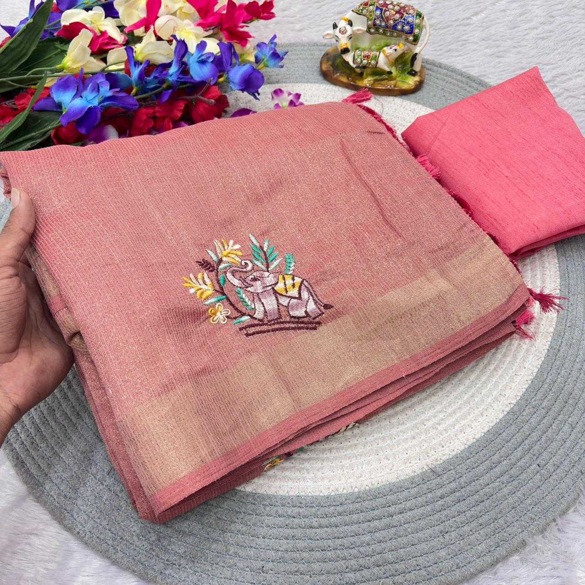 Cotton Embroidered Saree