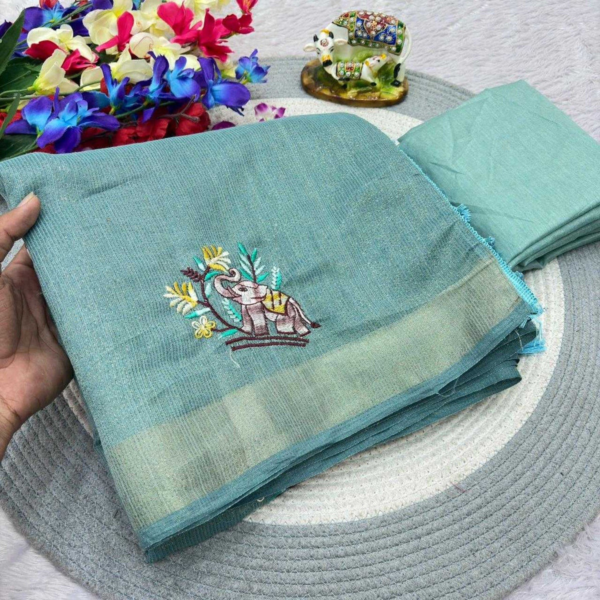 Cotton Embroidered Saree