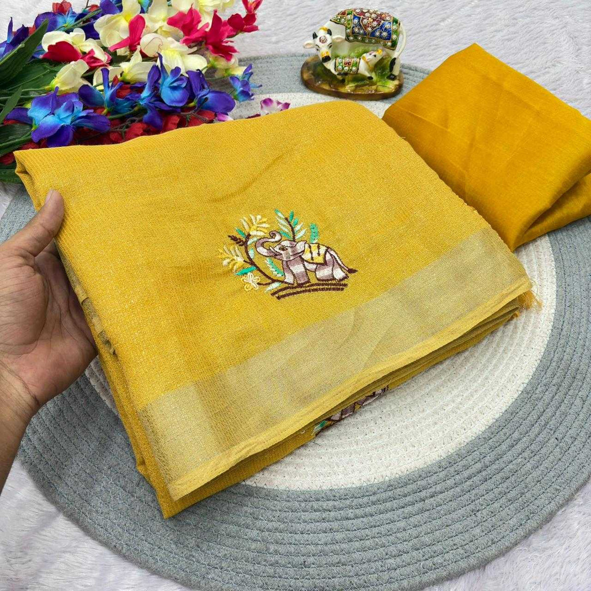 Cotton Embroidered Saree