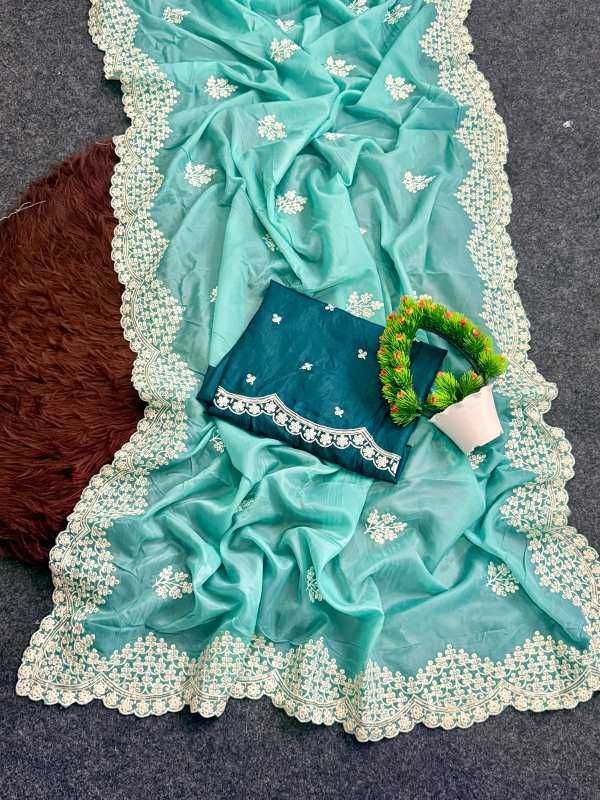 Heavy Roman Silk Party Wear Saree