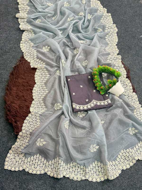 Heavy Roman Silk Party Wear Saree