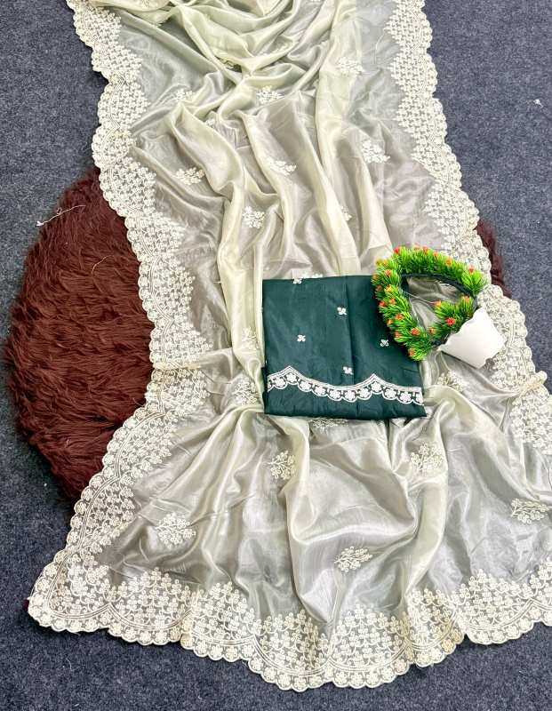 Heavy Roman Silk Party Wear Saree