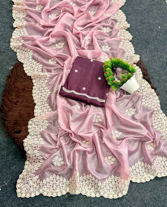Heavy Roman Silk Party Wear Saree