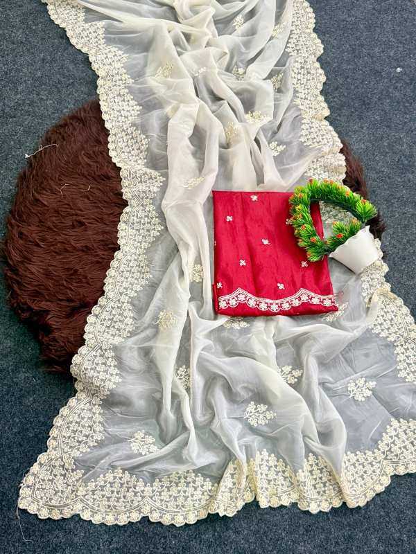 Heavy Roman Silk Party Wear Saree