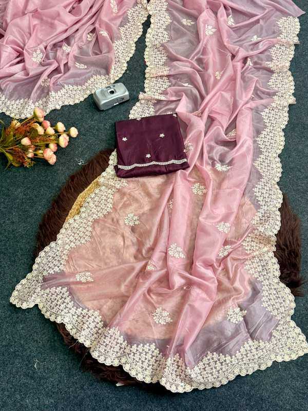 Heavy Roman Silk Party Wear Saree