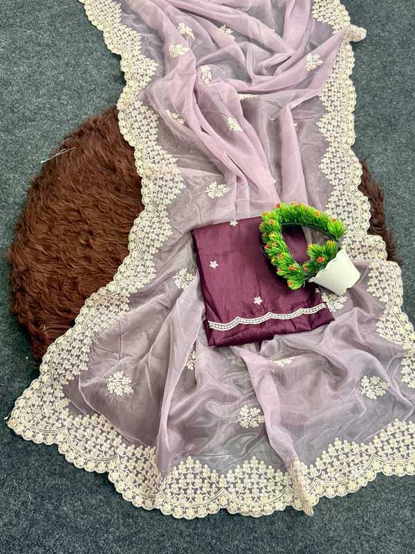Heavy Roman Silk Party Wear Saree