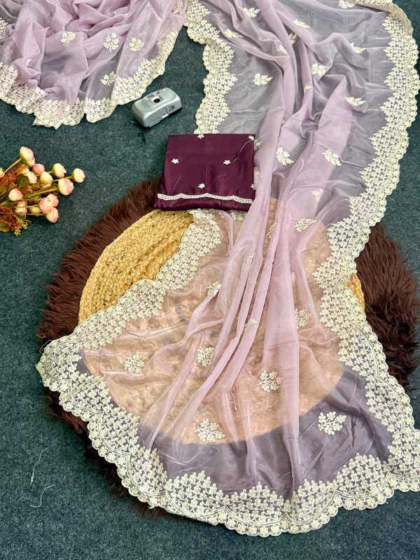 Heavy Roman Silk Party Wear Saree