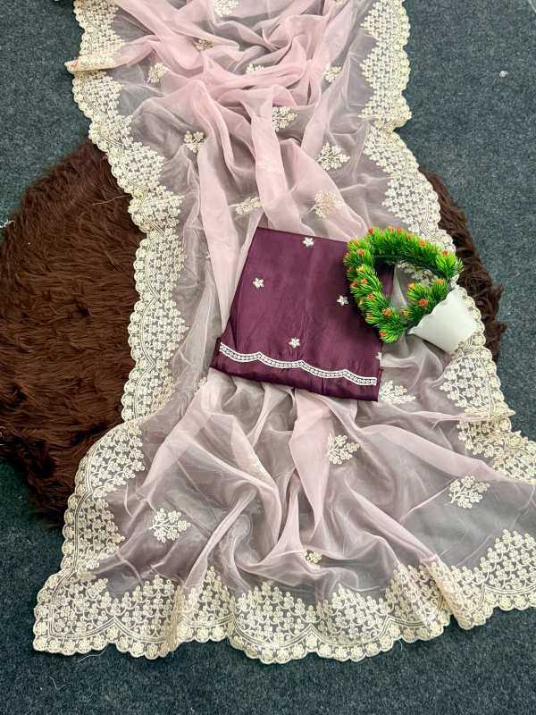 Heavy Roman Silk Party Wear Saree