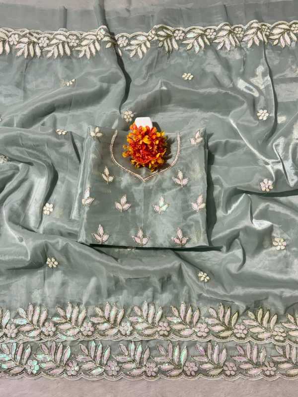 Heavy Roman Silk Sequence Saree