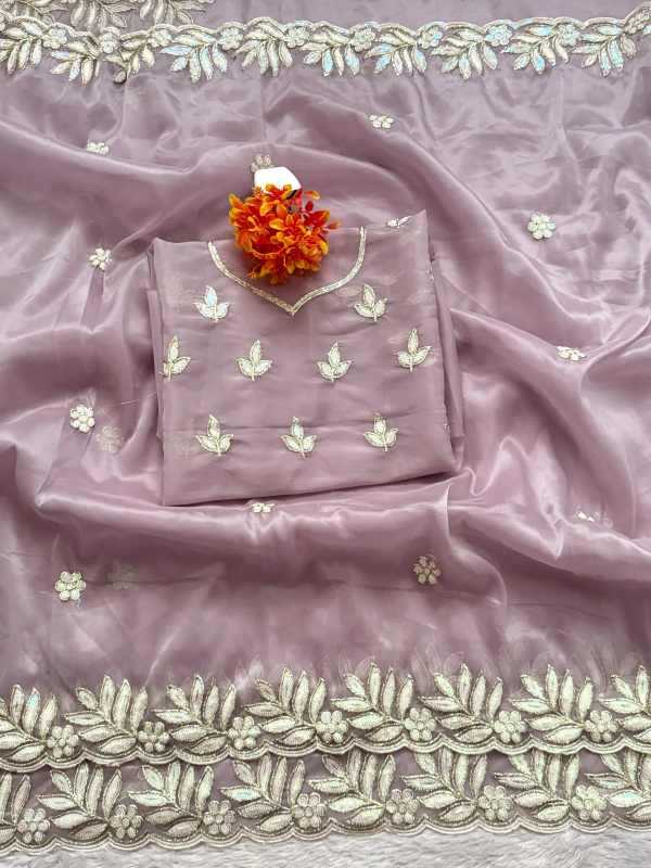 Heavy Roman Silk Sequence Saree