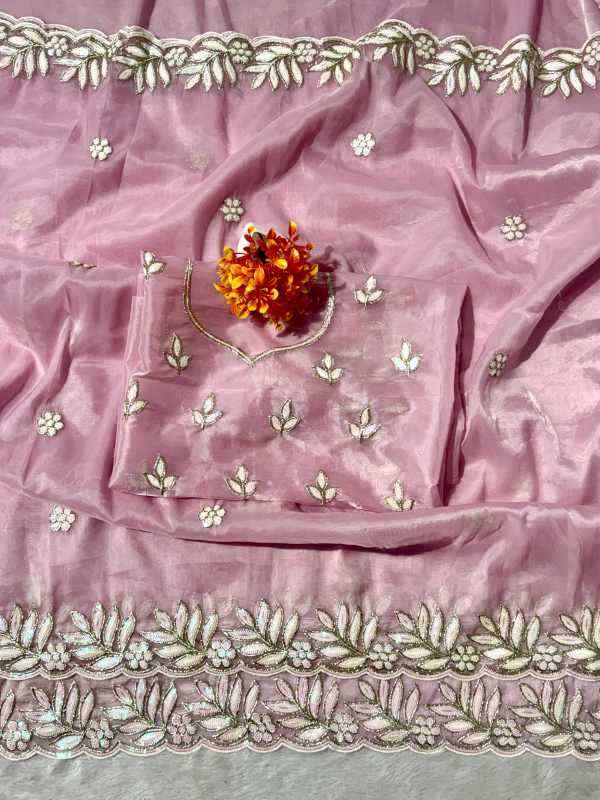 Heavy Roman Silk Sequence Saree