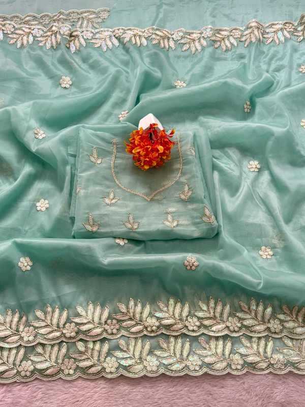 Heavy Roman Silk Sequence Saree