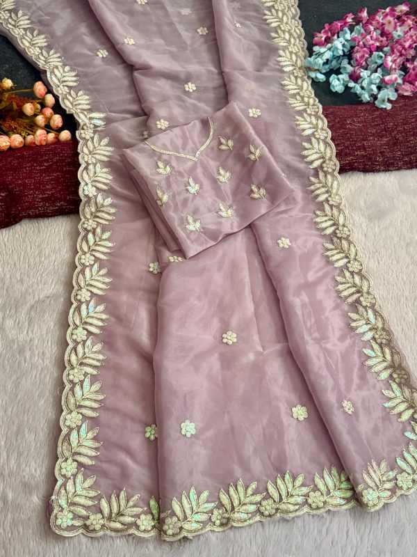 Heavy Roman Silk Sequence Saree