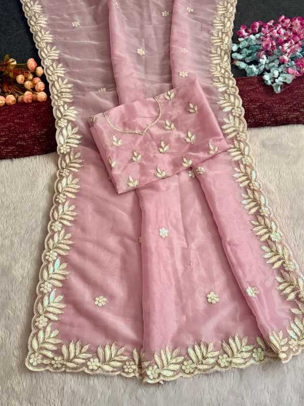 Heavy Roman Silk Sequence Saree