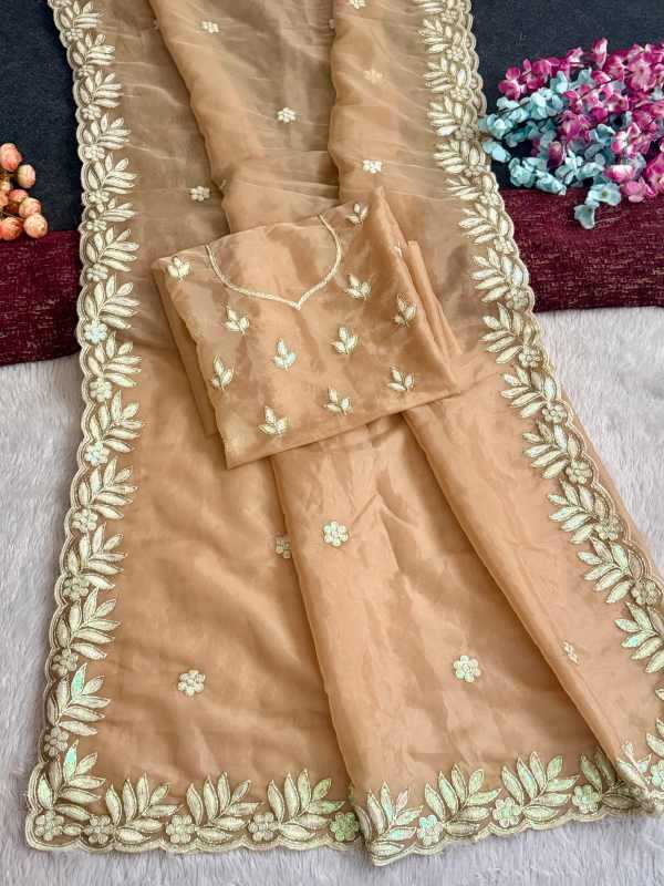 Heavy Roman Silk Sequence Saree