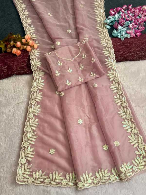 Heavy Roman Silk Sequence Saree