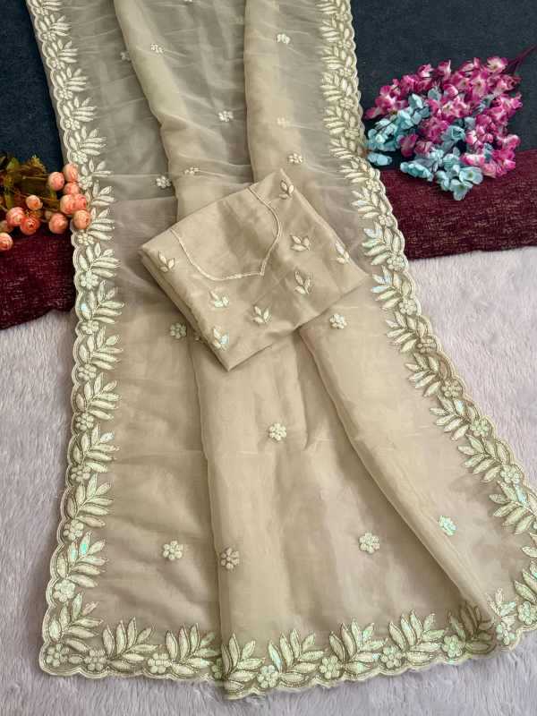 Heavy Roman Silk Sequence Saree