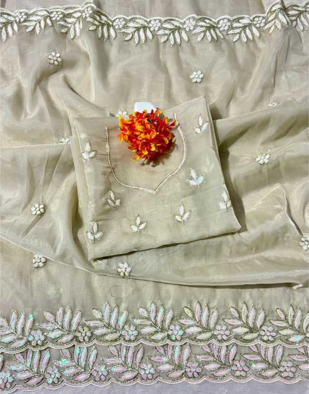 Heavy Roman Silk Sequence Saree