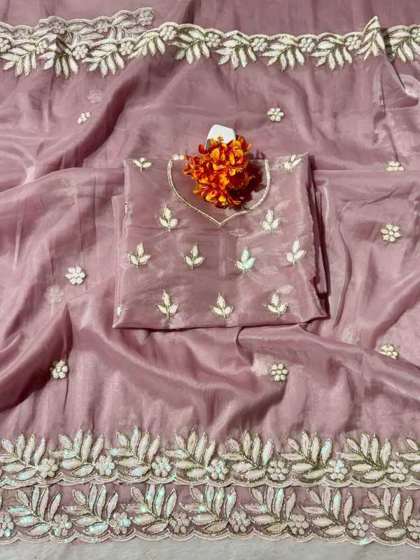 Heavy Roman Silk Sequence Saree