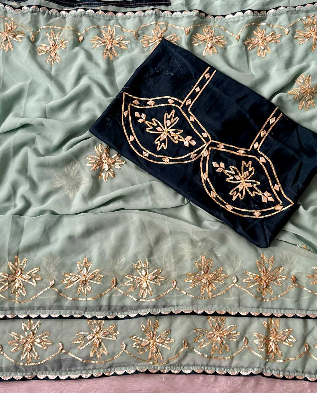Satin Hand Work Saree