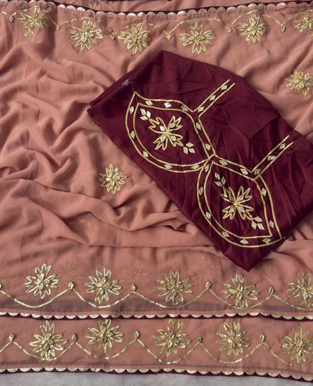 Satin Hand Work Saree