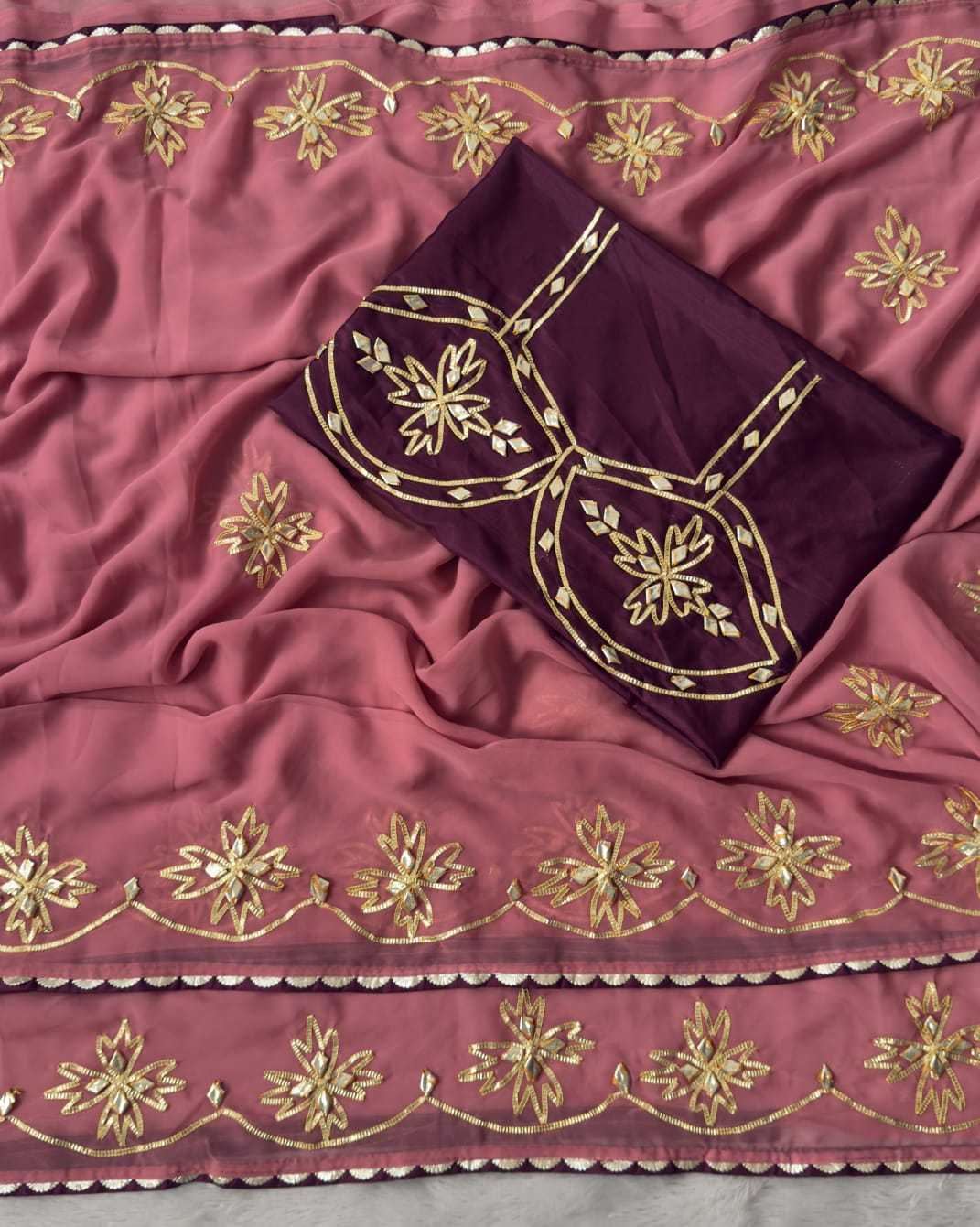 Satin Hand Work Saree