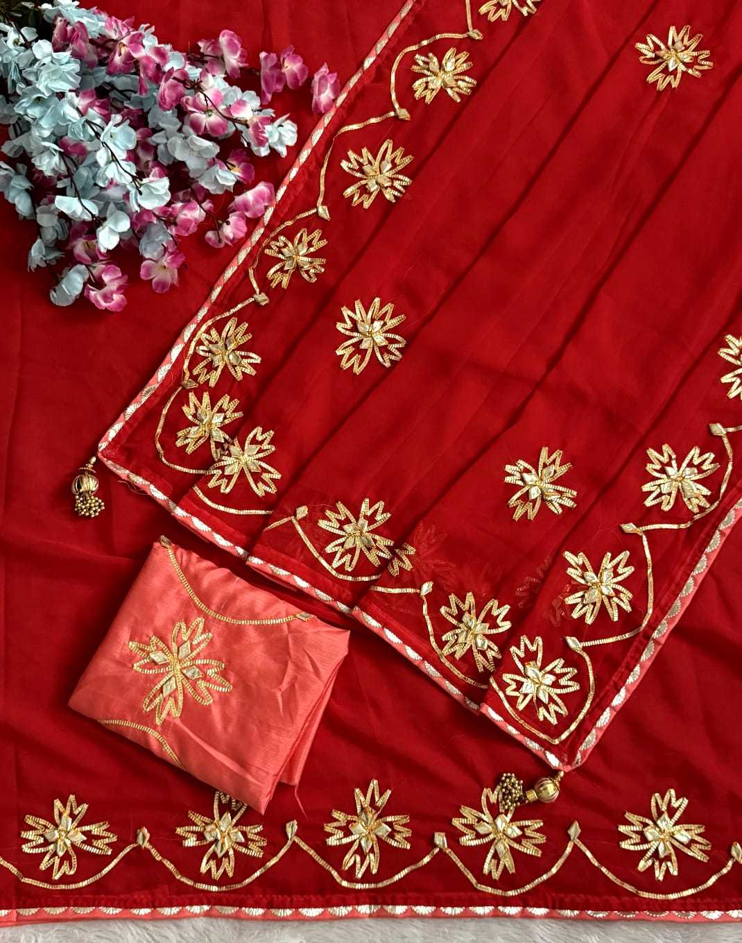 Satin Hand Work Saree
