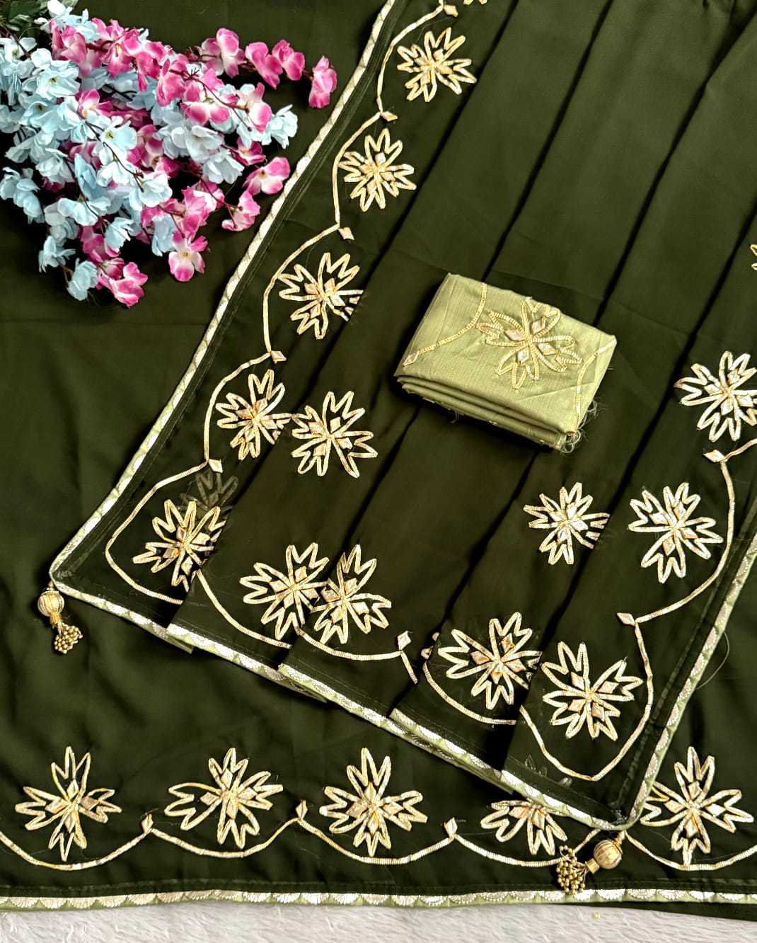 Satin Hand Work Saree