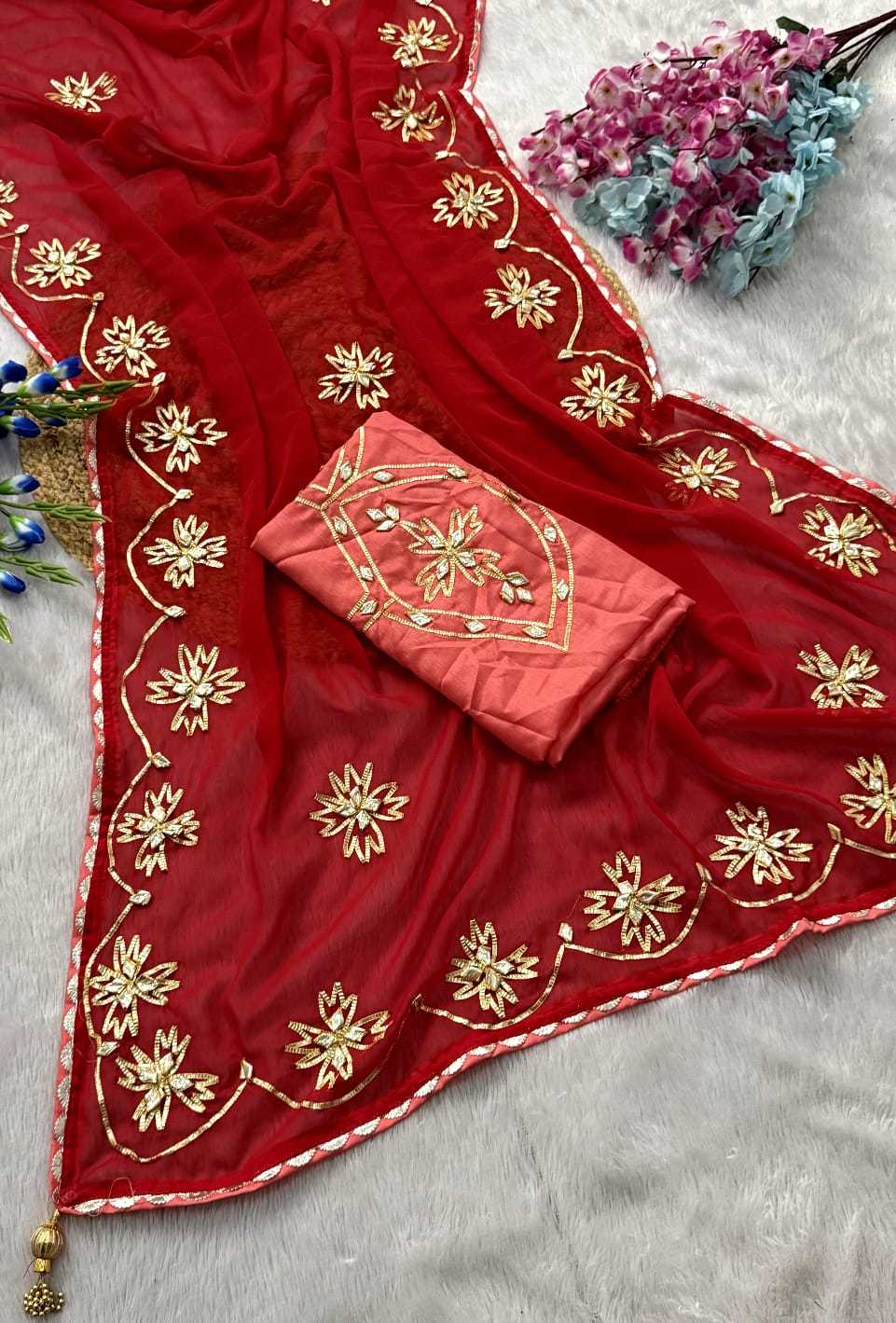 Satin Hand Work Saree