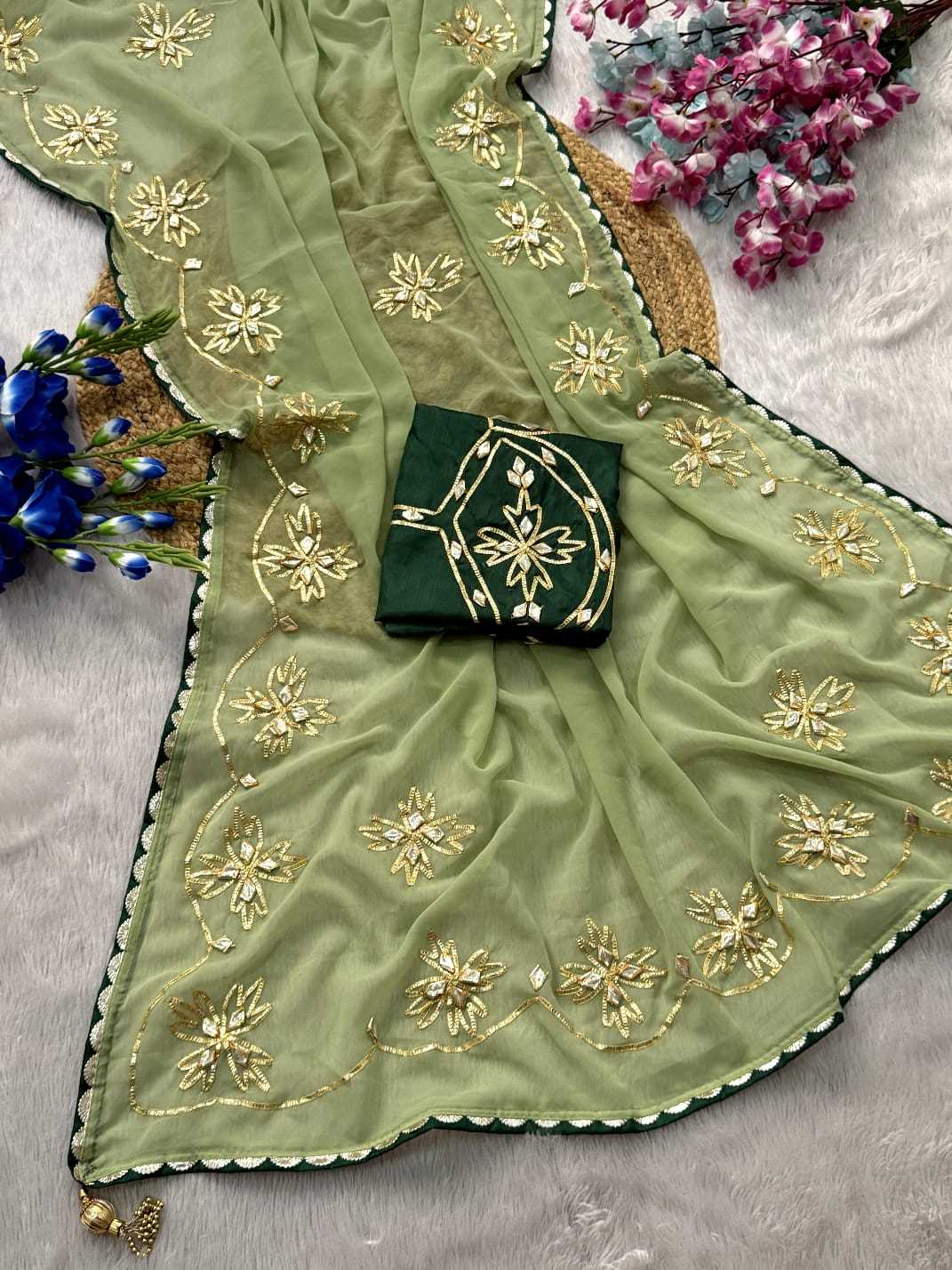 Satin Hand Work Saree
