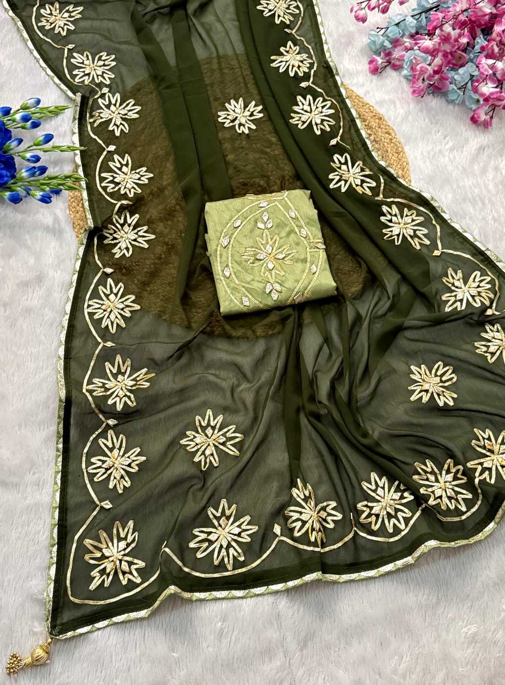 Satin Hand Work Saree