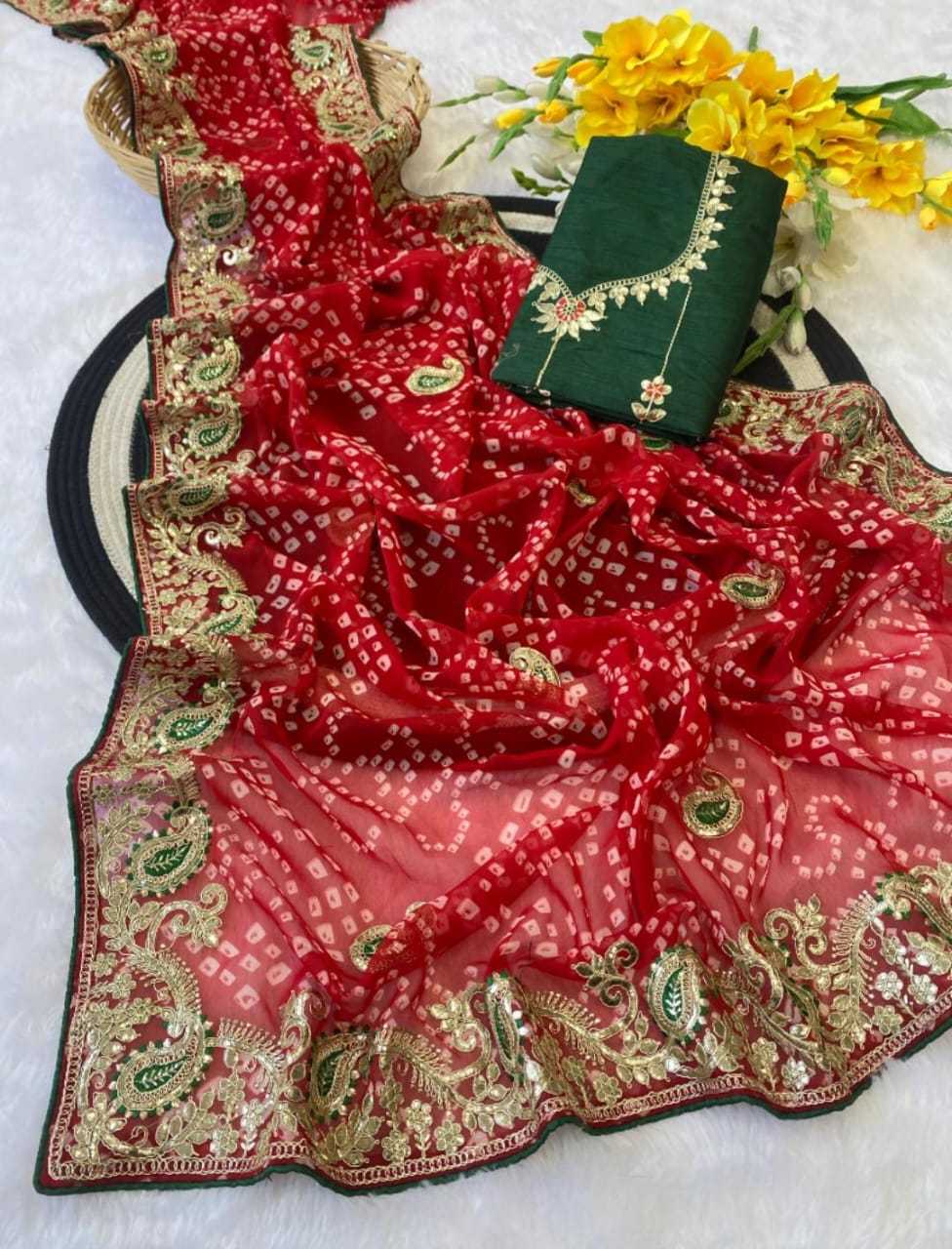 Premium Georgette Gota Patti Saree