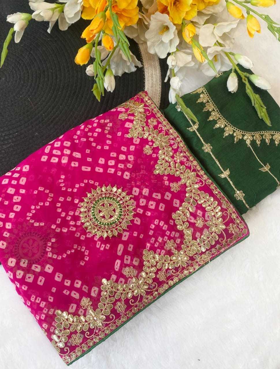 Premium Georgette Gota Patti Saree